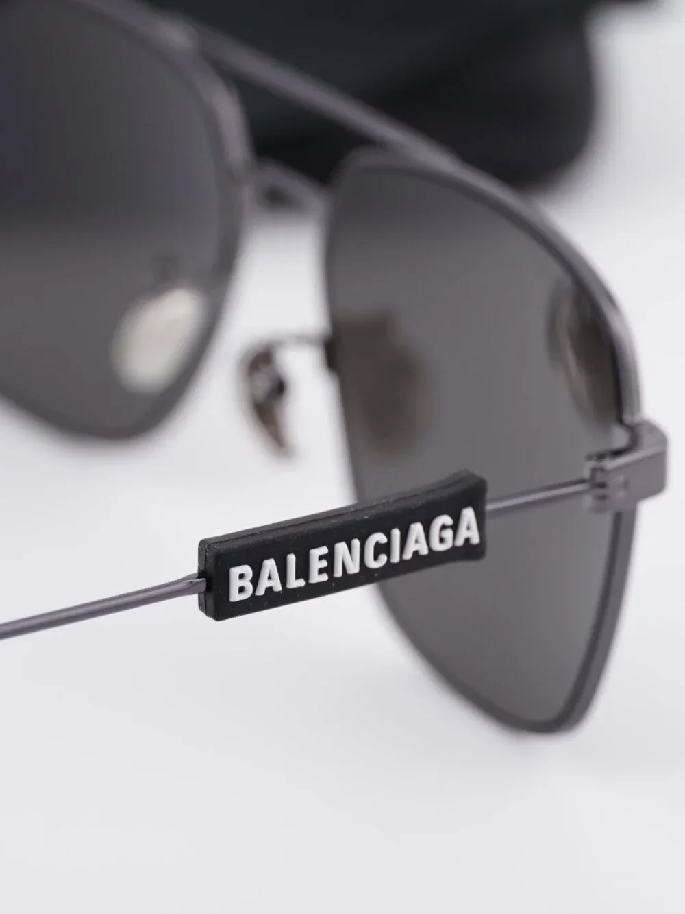 Balenciaga BB0116SA 001 Square Sunglasses - Dark Ruthenium / Black